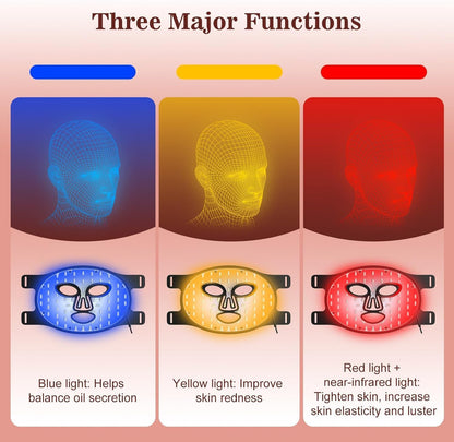 Red Light Therapy for Face, 3 Modes Portable Led Face Mask Light Therapy with Remote, Near-Infrared 850 Red Light Mask with Timing Function, Led Light Therapy at Home 180 LED Beads