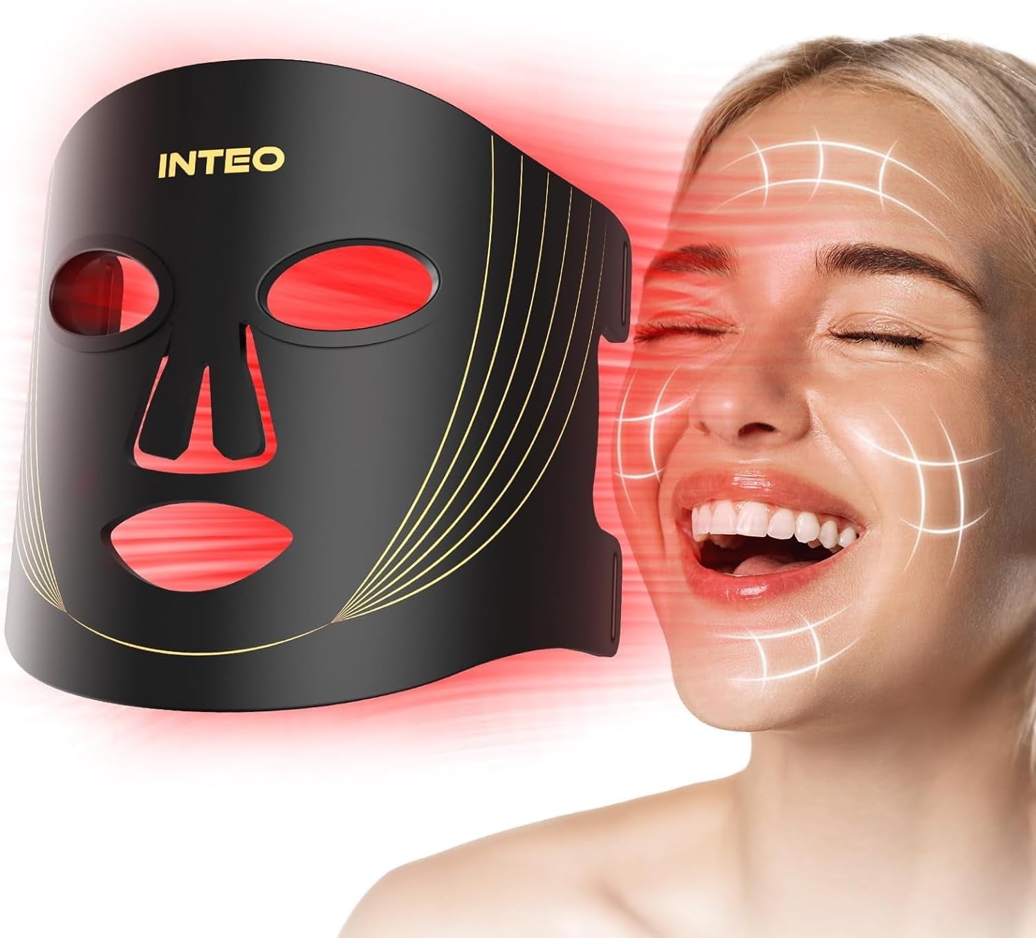 Red Light Therapy for Face, 3 Modes Portable Led Face Mask Light Therapy with Remote, Near-Infrared 850 Red Light Mask with Timing Function, Led Light Therapy at Home 180 LED Beads